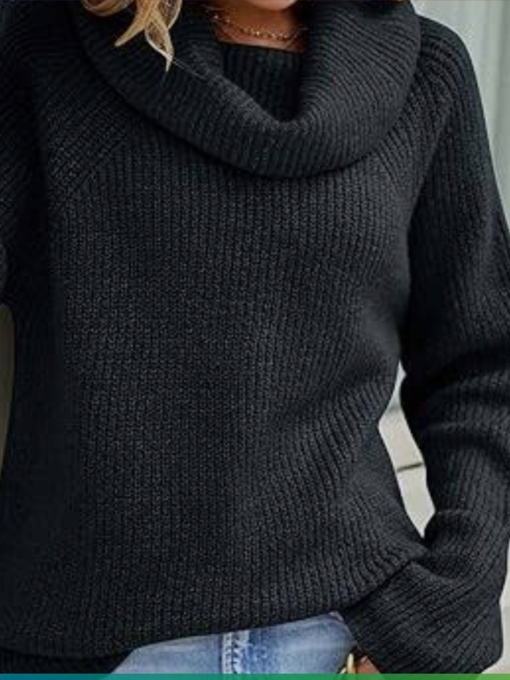 Mercer & Madison 100% Merino Wool Black Women's Turtleneck Sweater~ Size Large